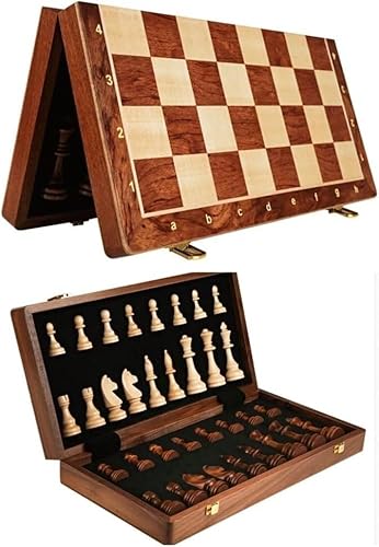 Schachbrett-Set, magnetisches Schachspiel, Brettspiele, Schach, Holzschachspiel, 15 Zoll/17 Zoll Schachbrett für Wettbewerbe, tragbares, faltbares Schachbrett, strategisches Brettspiel für 2 Spieler von TEWTX7