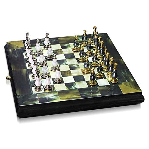 Schachbrett-Set, magnetisches Schachspiel, Brettspiele, Schach aus Zinklegierung, Standard-Schachspiel, Familien-Internationales Schach, Ornamente mit Aufbewahrungsschublade, Geschenke für Schachlie von TEWTX7