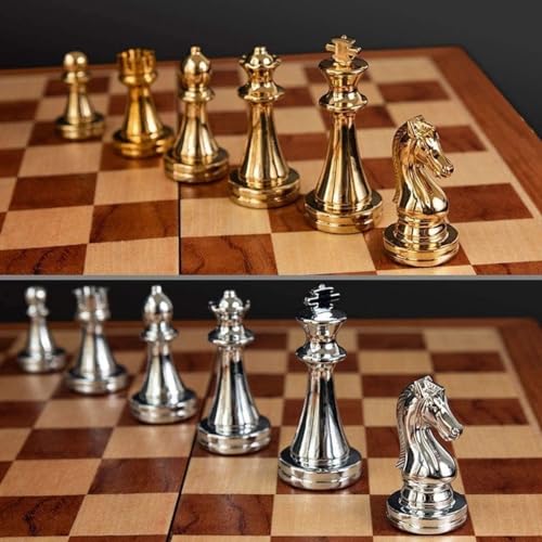 Schachbrett-Set, magnetisches Schachspiel, Brettspiele, Schachspiel, 20,8 x 20,8 Zoll, zusammenklappbares Standard-Schachspielbrett-Set aus Holz mit handgefertigten Figuren und Aufbewahrungsfächern von TEWTX7