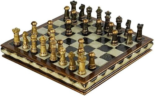 Schachbrett-Set, magnetisches Schachspiel, Brettspiele, Schachspiel, 25,5 x 25,5 cm, Kunstharz-Ornamente, Standard-Schachspielbrett-Set mit handgefertigten Figuren und Aufbewahrungsfächern für Schac von TEWTX7