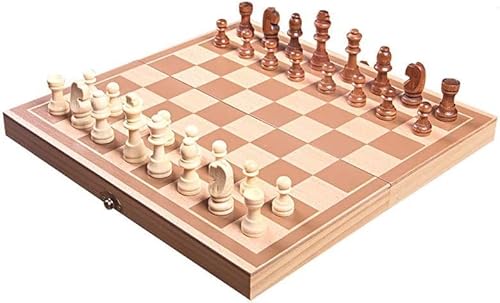 Schachbrett-Set, magnetisches Schachspiel, Brettspiele, Schachspiel aus Holz – handgefertigte Schachfiguren – Schachbrett – faltbar – Stauraum im Inneren – reisefreundlicher Bonus, hölzerne Dame-Fig von TEWTX7