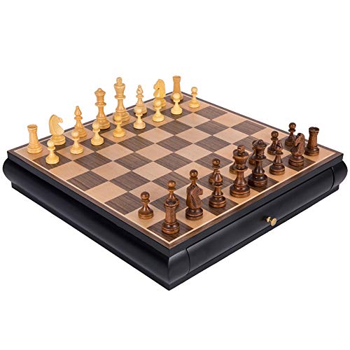 Schachbrett-Set, magnetisches Schachspiel, Brettspiele, Standard-Schachspiel, mit Schublade, Schachspielbrett-Set, Geschenk für Internationale Schachliebhaber/Anfänger und Lernende von TEWTX7
