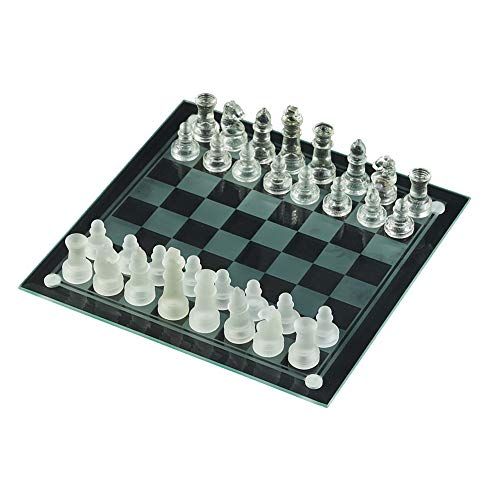 Schachbrett-Set, magnetisches Schachspiel, Brettspiele, europäisches Schachspiel, Schachspielbrett-Set aus Glas, Geschenk für Internationale Schachliebhaber/Anfänger und Lernende von TEWTX7