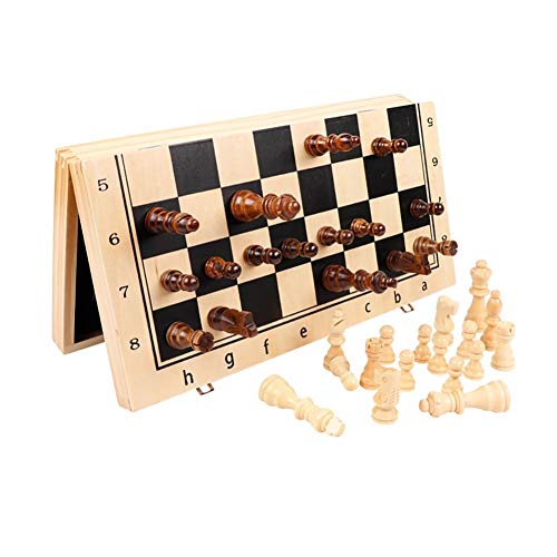 Schachbrett-Set, magnetisches Schachspiel, Brettspiele, europäisches Schachspiel, zusammenklappbares Standard-Schachspielbrett-Set, Geschenk für Internationale Schachliebhaber/Anfänger und Lernende von TEWTX7