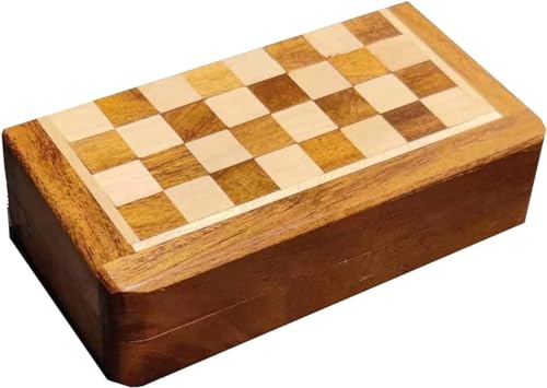 Schachbrett-Set, magnetisches Schachspiel, Brettspiele, tragbares Mini-Schach aus Massivholz, großes internationales Schach für Anfänger, tragbares Schachbrett aus Massivholz für High-End-Spiele von TEWTX7