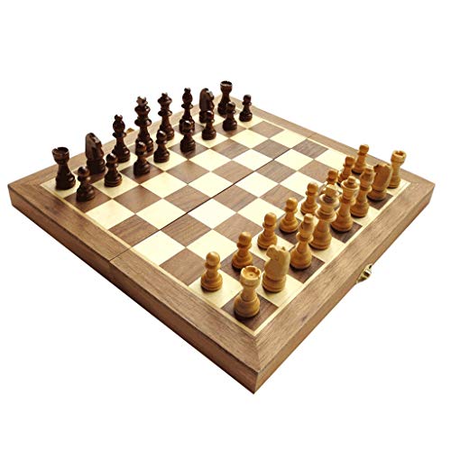 Schachbrett-Set, tragbares Schachspiel, hölzernes Klappbrett, mit Aufbewahrungsfächern für Spielsteine, Lernspielzeug für Kinder und Erwachsene, 2-Größen-Schachspiele von TEWTX7