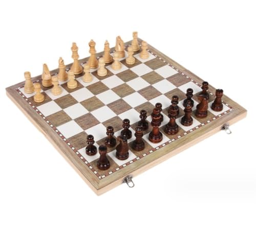 Schachbrett-Set Schachspiel Schachset Holzschach Holzschachspiel mit Schachfiguren Klappbares Spielbrett mit Aufbewahrung Brettspiele Schachspiel Schachbretter/44 x 44 cm von TEWTX7