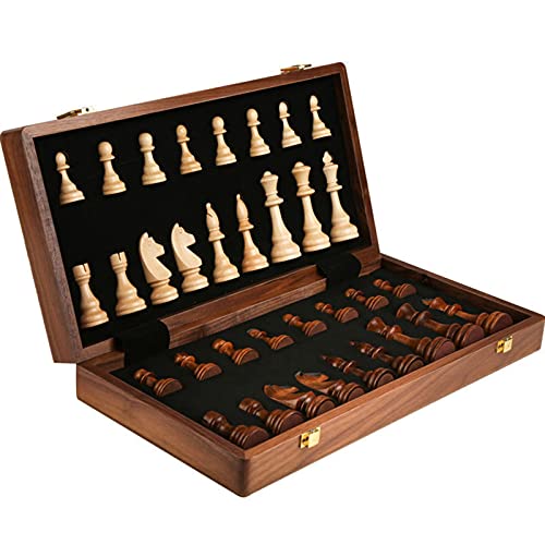 Schachbrett Turnierschachspiel Klappbrett Schachfiguren aus Holz Schachspiele Spielbrett Reiseschach Internationale Schachfiguren/39Cm von TEWTX7