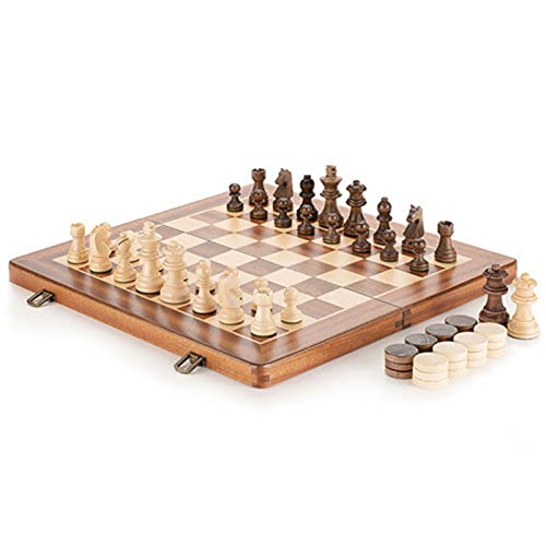 Schachbrett aus Holz, Premium-Schachspiele, zusammenklappbar, tragbar, internationales Schachspiel, Familientischspiel, internationales Schach von TEWTX7