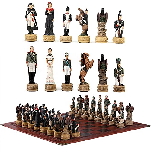 Schachfiguren 32-TLG. Schach, Handschnitzerei, handgezeichnete Schachfiguren aus dem russisch-mongolischen Krieg, Sammlerschach, Schachspiel, Internationale Schachfiguren/D von TEWTX7