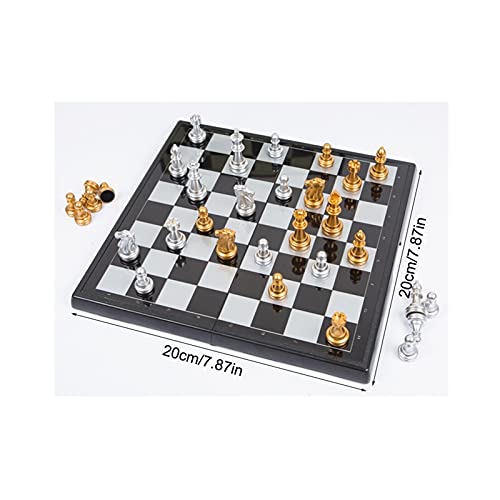 Schachspiel, Internationales Schachspiel aus Kunststoff, Dame-Set, tragbares Reise-Magnetschachspiel zum Lernen, Match-Familienspiel, Brettspiel für Familienaktivitäten von TEWTX7
