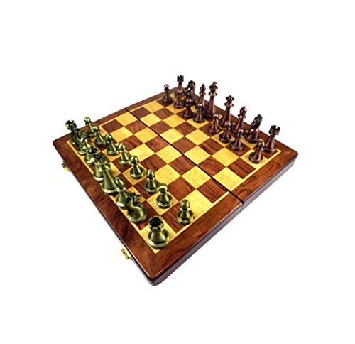 Schachspiel, Schachbrettspiel aus Holz mit handgefertigter Schachfigur und Aufbewahrungsfächern für Kinder und Erwachsene von TEWTX7