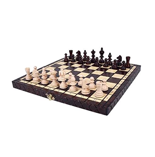 Schachspiel Internationales Schachbrettspiel Holzschachspiel, zusammenklappbares Schachbrett 14 x 14 Zoll tragbares Reiseschach aus Holz Schachbrettspiele von TEWTX7