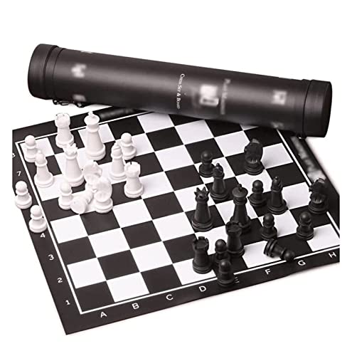 Schachspiel Internationales tragbares Schach-Dame-Set, zusammenklappbares Roll-Up-Schachspiel für Outdoor-Aktivitäten Schachspiele Schachbrett-Sets von TEWTX7