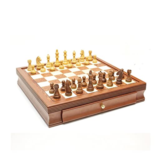 Schachspiel Schachspiel 17,7''x17,7'', Die Königshöhe 3,7 Zoll, Hölzerne Schachfigur mit Schublade 16 Schlitze Internationales Schach von TEWTX7