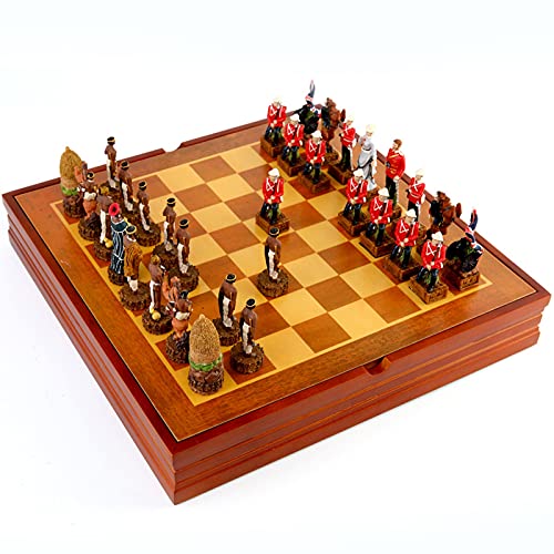 Schachspiel mit Thema Anglo-Zulu-Krieg Schachspiele Puppenschachfiguren aus Kunstharz Holzbrett Kinderspiel Schachspiel mit Themen Schachinternationale Schachfiguren von TEWTX7