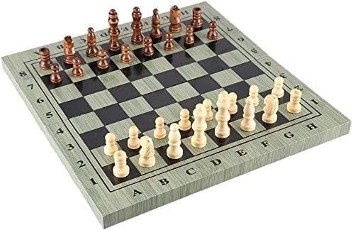 Tragbares Schachset, Internationales Dame-Set, Tragbares Schachbrettspiel aus Holz für Reisen, Partys und Familienaktivitäten von TEWTX7