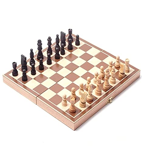 Zusammenklappbares internationales Schachspiel aus Holz, Figurenset, Brettspiel, lustiges Spiel, Schachfigurensammlung, tragbares Brettspiel, Internationale Schachfiguren von TEWTX7