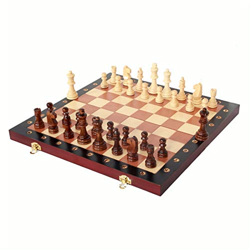 Zusammenklappbares internationales Schachspiel aus Holz, Reisespiel, Schachunterhaltung, Kinderschach, tragbares Aufbewahrungsbrettspielset, Internationale Schachfiguren von TEWTX7