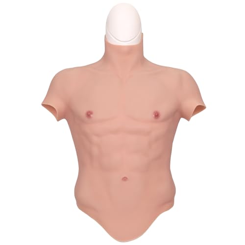 TEYVIYI Silikon Muskel Anzug Kostüm Realistische Männliche Silikon Muskeln Weste Gefälschte Simulation Muskeln für Cosplay Crossdresser Halloween Requisiten (Beige, L) von TEYVIYI