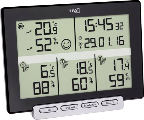 TFA Dostmann Multi-Sens Funk-Thermo-/Hygrometer Schwarz von TFA Dostmann