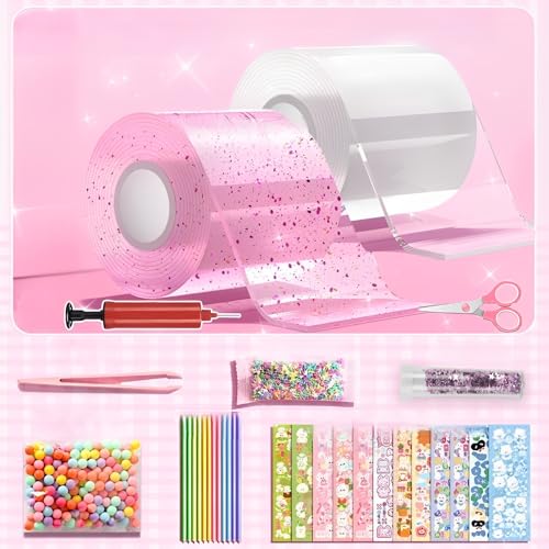 Nano Tape Bubbles Set für Kinder, 2 Rollen farbiges Blasenband, Nano Tape Bubbles, Bubble Tape, DIY Bastelideen zum Blasen, doppelseitiges Klebeband für selbstgemachte Bälle, Nano Tape Ball von TFSZE