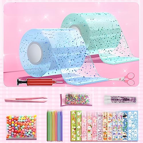 Nano Tape Bubbles Set für Kinder, 2 Rollen gemischtes farbiges Blasenband, Nano Tape Bubbles, Bubble Tape, DIY Bastelideen zum Blasen, doppelseitiges Klebeband für selbstgemachte Bälle, Nano Tape Ball von TFSZE