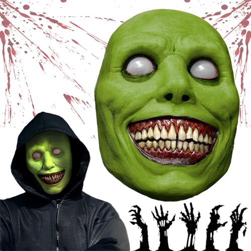 TFSZE Halloween Masken Horror Gruselige Maske,Creepy Evil Cosplay Requisiten,Lächelnder Dämon Gruselige Clown Masken Halloween Requisiten, Maske des BösenHalloween Party Decoration Requisiten-Grün von TFSZE