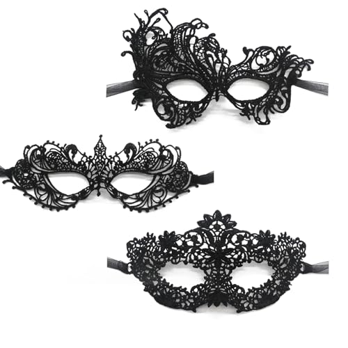 TFTSR Maskerade-Masken für Damen, Paare, Herren, Karnevalsmasken, Mädchen, schwarz-goldene Spitzenmasken, Erwachsenen-Party-Kostüm, venezianisches Kleid von TFTSR