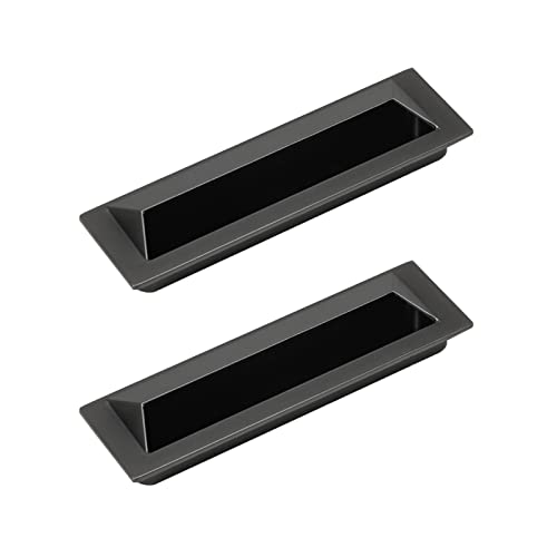 Flush Door Handles Cabinet Pull, 2 Stück Griff Schubladenbündige Schiebetür Schlitzbefestigung Unsichtbarer Schrank Zinklegierung Zug Schubladenknauf Türhebel mit Schrauben(Gris,Hole Spacing 96Mm) von TGDGFKIAS