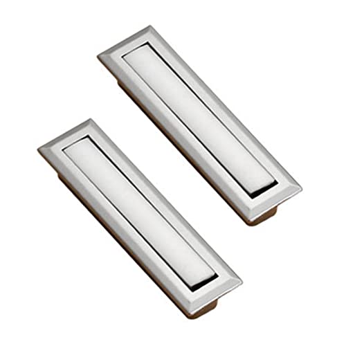 Flush Door Handles Cabinet Pull, 2 Stück Schrankgriffe aus Zinklegierung, bündige Schiebetürgriffe, Klappgriffe, quadratische Einbauschubladenknöpfe, Nickeldrahtzeichnung, Möbeltürhebel von TGDGFKIAS