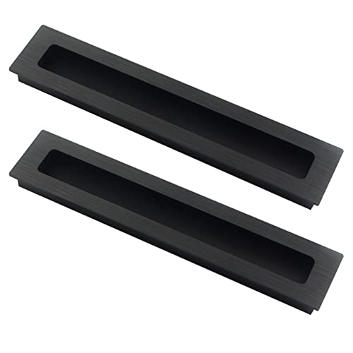 Flush Door Handles Cabinet Pull, 2 Stück bündige Schiebetür-Zuggriffe, quadratische Einbauschrankgriffe, Aluminiumlegierung, Schubladenknauf, schwarz, mit Schrauben, Türhebel for Möbel(Hole Distance 1 von TGDGFKIAS