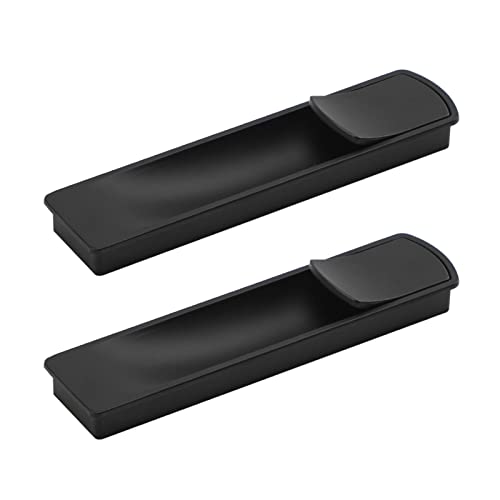 Flush Door Handles Cabinet Pull, 2 Stück bündige Schiebetür-Zuggriffe, quadratische Einbauschrankgriffe, Zinklegierung, Schubladenknauf mit Schrauben, Möbeltürhebel(Black) von TGDGFKIAS