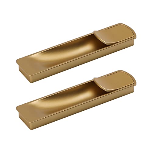 Flush Door Handles Cabinet Pull, 2 Stück bündige Schiebetür-Zuggriffe, quadratische Einbauschrankgriffe, Zinklegierung, Schubladenknauf mit Schrauben, Möbeltürhebel(Gold) von TGDGFKIAS