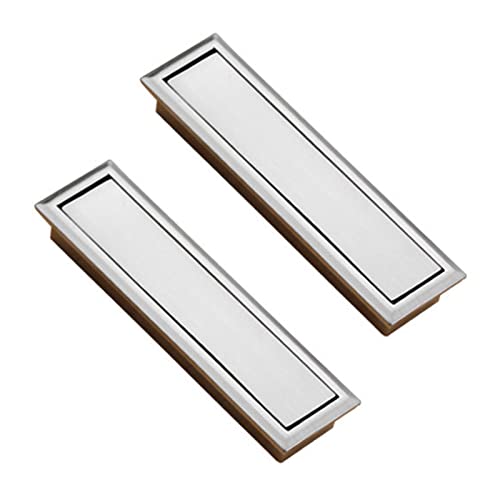 Flush Door Handles Cabinet Pull, 2 Stück bündige Schiebetürgriffe, Klappgriffe, quadratische Einbauschrankgriffe, Schubladenknäufe aus Zinklegierung, Nickeldrahtzeichnung, Türhebel(Hole Spacing 64Mm) von TGDGFKIAS