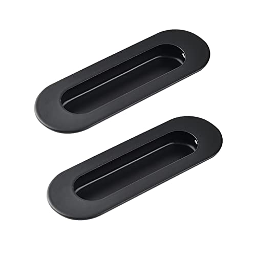 Flush Door Handles Cabinet Pull, 2 Stück bündige Schiebetürgriffe, runde Griffe, versenkte Schrankgriffe, Schubladenknöpfe aus Edelstahl, Möbeltürhebel, unsichtbare Schraubenlöcher(Black) von TGDGFKIAS