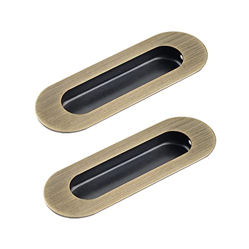 Flush Door Handles Cabinet Pull, 2 Stück bündige Schiebetürgriffe, runde Griffe, versenkte Schrankgriffe, Schubladenknöpfe aus Edelstahl, Möbeltürhebel, unsichtbare Schraubenlöcher(Bronze) von TGDGFKIAS