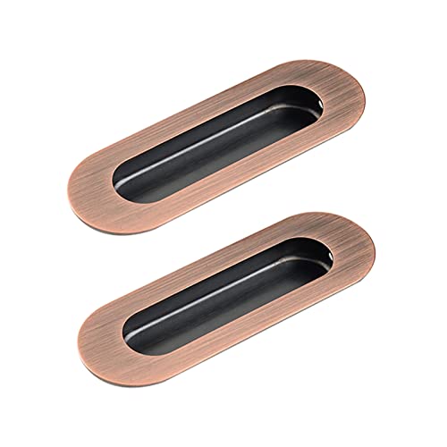 Flush Door Handles Cabinet Pull, 2 Stück bündige Schiebetürgriffe, runde Griffe, versenkte Schrankgriffe, Schubladenknöpfe aus Edelstahl, Möbeltürhebel, unsichtbare Schraubenlöcher(Red Bronze) von TGDGFKIAS