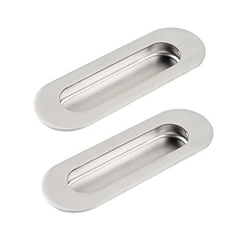 Flush Door Handles Cabinet Pull, 2 Stück bündige Schiebetürgriffe, runde Griffe, versenkte Schrankgriffe, Schubladenknöpfe aus Edelstahl, Möbeltürhebel, unsichtbare Schraubenlöcher(Stainless Steel) von TGDGFKIAS