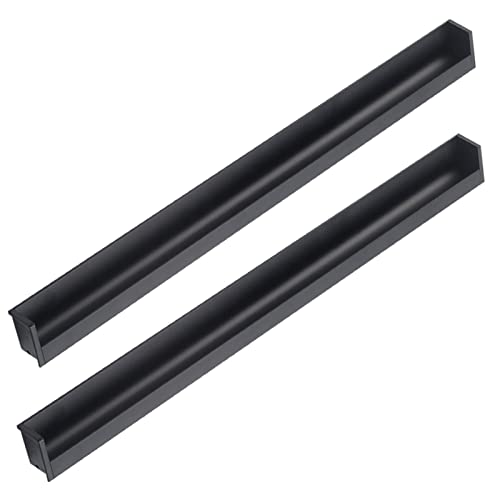 Flush Door Handles Cabinet Pull, 2 Stück bündige Schiebetürgriffe, schwarze Griffe, quadratische Einbauschrankgriffe, Schubladenknäufe aus Aluminiumlegierung mit Schrauben, Türhebel(Total Length 600Mm von TGDGFKIAS