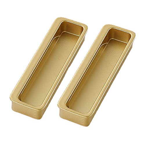 Flush Door Handles Cabinet Pull, 2 Stück integrierte, unsichtbare, bündige Schiebetürgriffe, quadratische Schrankgriffe, Schubladenknöpfe aus Aluminiumlegierung, Möbeltürhebel(Gold,Hole Distance 96Mm) von TGDGFKIAS