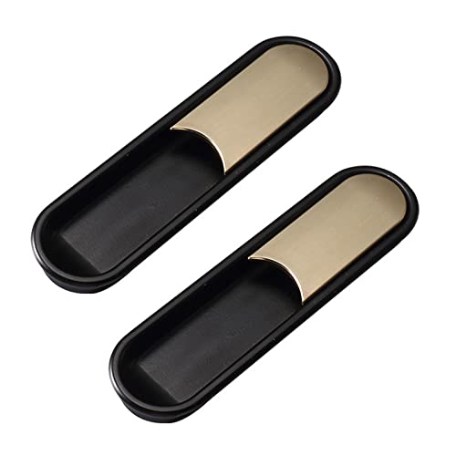 Flush Door Handles Cabinet Pull, 2 Stück versenkte Scheunentürgriffe, Schrankgriffe, Zinklegierung, bündige Schiebetürgriffe, runde Schubladenknöpfe, Türhebel, mit Schrauben(Black,Hole Distance 160Mm) von TGDGFKIAS