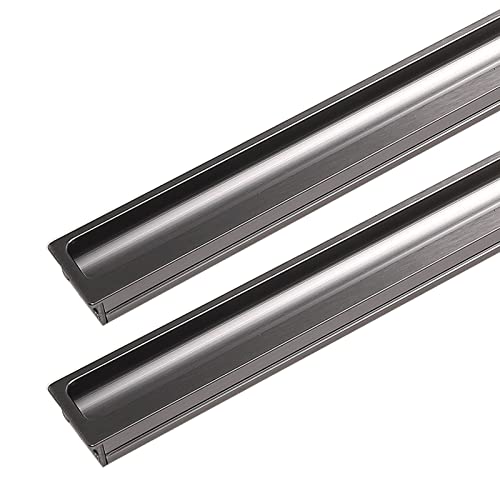 Flush Door Handles Cabinet Pull, 2 Stück versenkte Türgriffe, Schrankgriffe, Aluminiumlegierung, bündige Schiebetürgriffe, quadratische Schubladenknöpfe, Möbeltürhebel, mit Schrauben(Gris,Length 800Mm von TGDGFKIAS