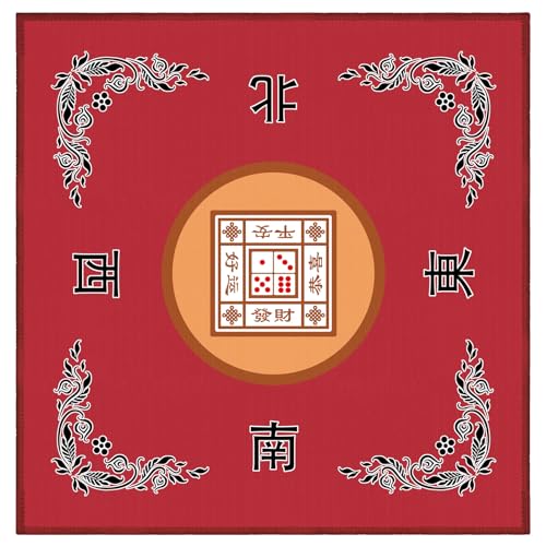 TGDGFKIAS Mahjong Tischplatte, Mahjong-Matte, rutschfeste und geräuschreduzierende Tischabdeckung, 30,7" L x 30,7" B(Rosso) von TGDGFKIAS