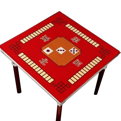 TGDGFKIAS Mahjong Tischplatte, Mahjong-Matte 1 Stück 30,7 Zoll 32,7 Zoll 34,7 Zoll 31,5 Zoll und geräuschreduzierende Mahjong-Kartenspiel-Tischmatte mit Tasche(Rosso,32.7x32.7inch) von TGDGFKIAS