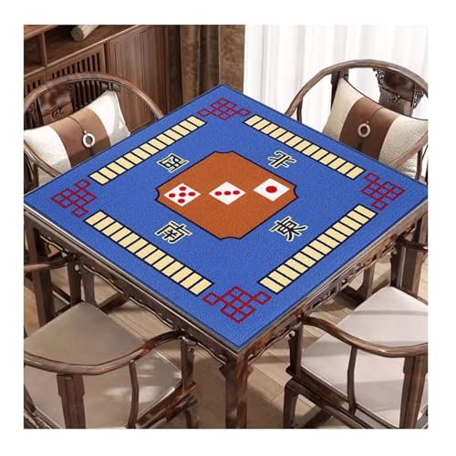 TGDGFKIAS Mahjong Tischplatte, Mahjong-Matte mit Tragetasche, rutschfeste Geräuschreduzierung, Mahjong-Tischabdeckung for Spielen von Mahjong-Pokerkarten(Blu,32.7x32.7inch) von TGDGFKIAS