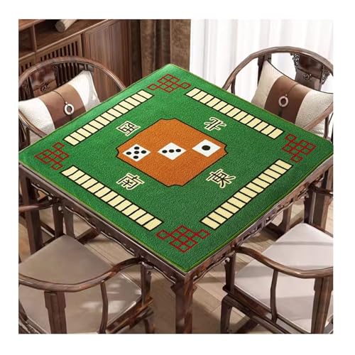 TGDGFKIAS Mahjong Tischplatte, Mahjong-Matte mit Tragetasche, rutschfeste Geräuschreduzierung, Mahjong-Tischabdeckung for Spielen von Mahjong-Pokerkarten(Green,30.7x30.7inch) von TGDGFKIAS