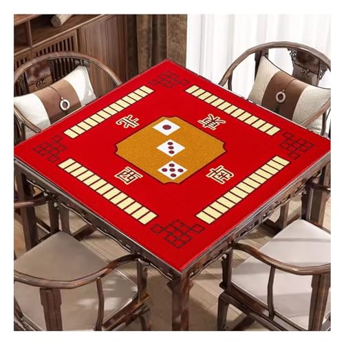 TGDGFKIAS Mahjong Tischplatte, Mahjong-Matte mit Tragetasche, rutschfeste Geräuschreduzierung, Mahjong-Tischabdeckung for Spielen von Mahjong-Pokerkarten(Rosso,30.7x30.7inch) von TGDGFKIAS