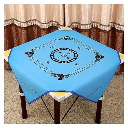 TGDGFKIAS Mahjong Tischplatte, Stickerei Mahjong Tisch Abdeckung Quadrat Haushalt Mahjong Tuch mit Tasche Große Verdickte Schalldämpfer Mahjong Matte, Tisch Matte Universal(Blu,100 * 100cm) von TGDGFKIAS