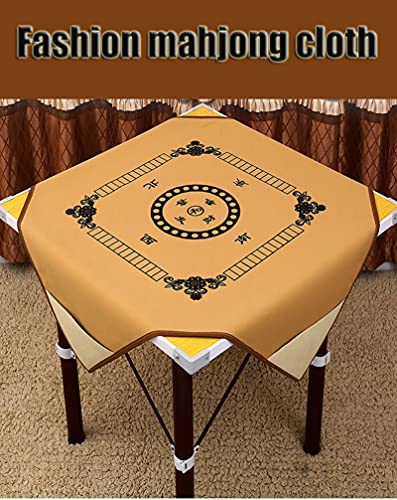 TGDGFKIAS Mahjong Tischplatte, Stickerei Mahjong Tisch Abdeckung Quadrat Haushalt Mahjong Tuch mit Tasche Große Verdickte Schalldämpfer Mahjong Matte, Tisch Matte Universal(Bruin,100 * 100cm) von TGDGFKIAS